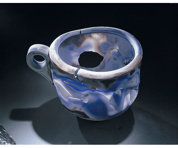 Blue Cup #3, 1987, porcelain, 4.5 x 6.25 x 4.5 inches