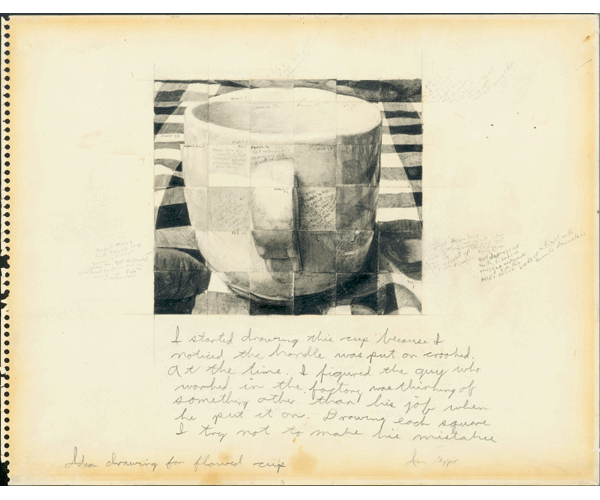 Idea Drawing for Flawed Cup, 1975, graphite on paper, 11 x 14 inches