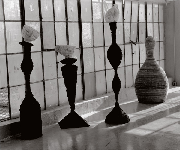 Installation, 1988, porcelain and cardboard, left to right - Charity, Tenacity, Character, Pin, Faithful, Justice, Linga:Hope, Burnt Match, Normal