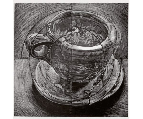 Towards the Moment of Tranquility, 1983, charcoal on museum board, 32 x 32 inches